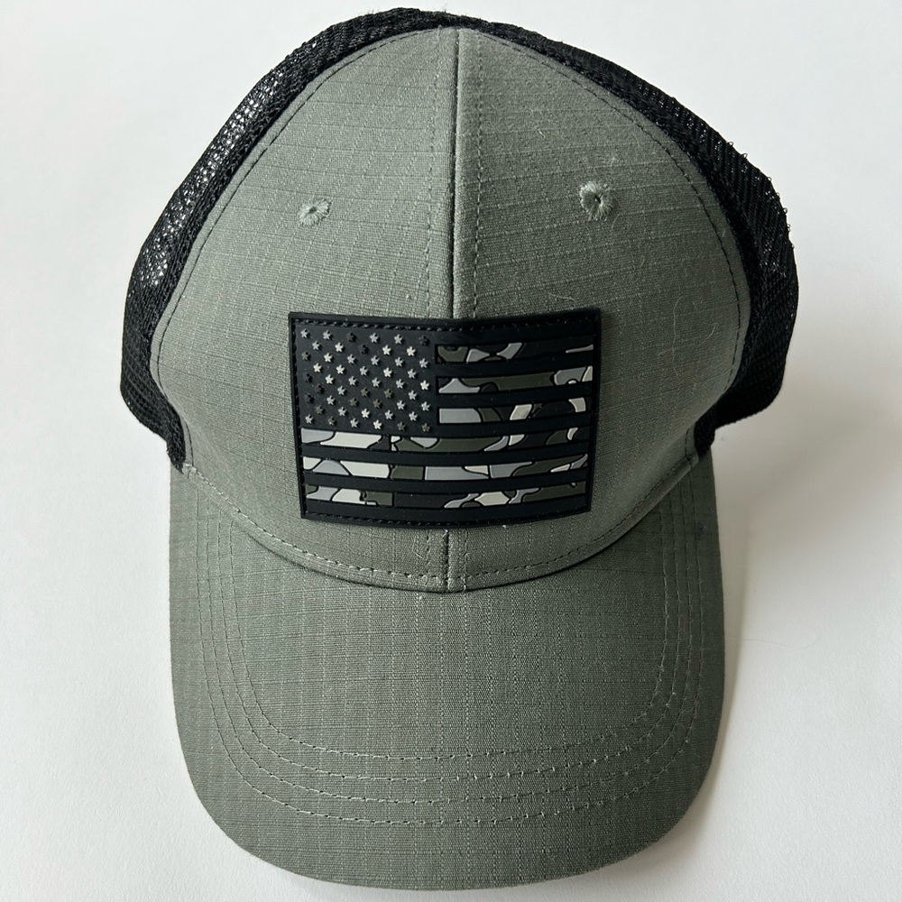Nine Line Trucker Hat American Flag Black camo